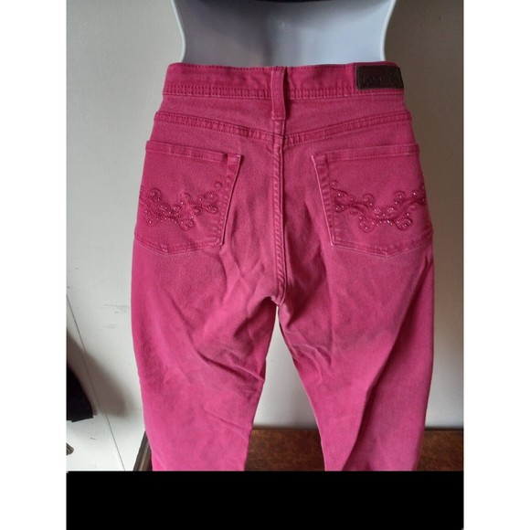 Riders By Lee Crop Capri Jeans Women's Dark Pink Embellished Pockets Sz Petite 4 - Picture 7 of 16